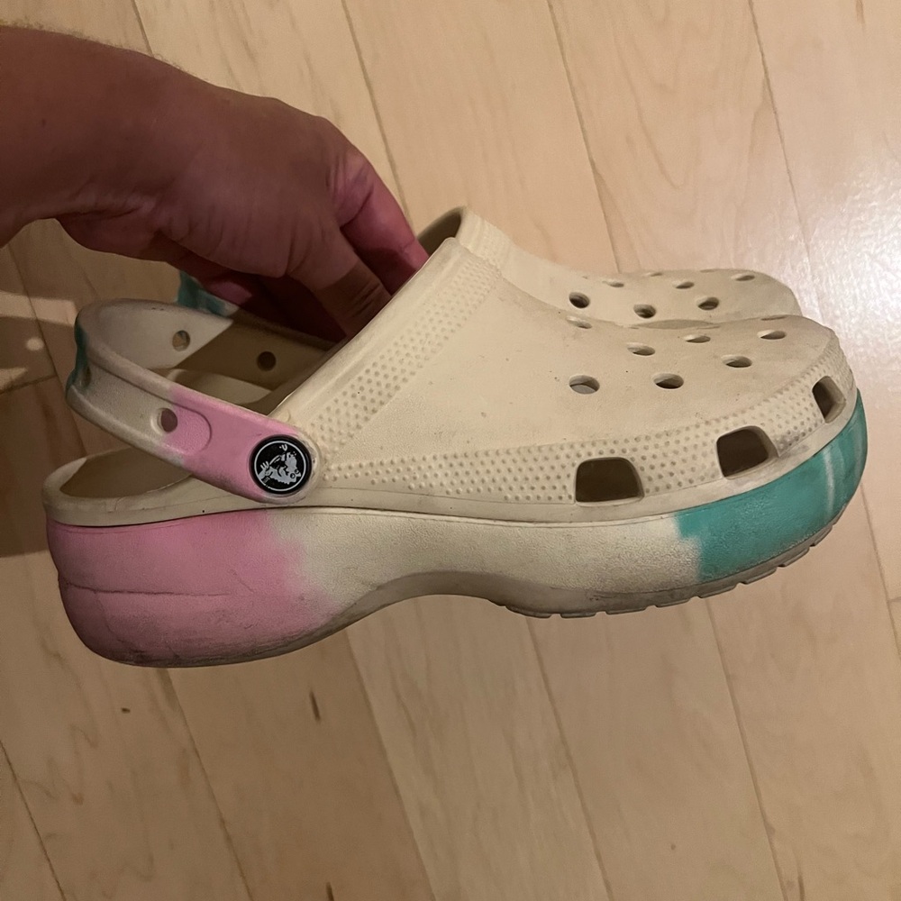 CROCS Kids Cream and Pink Sandals